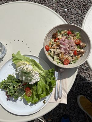 Skagen sandwich and Ceasar salad with tempeh  at Open New Doors in Mjolby