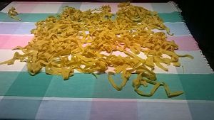 Homemade pasta with our eggs at Feudi 1165 in Sabaudia