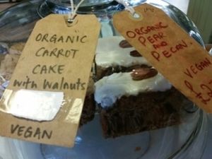 many vegan cakes at Crumbs Kitchen in Cardiff