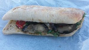 Hummus, roasted maple veg sandwich  at Hive Coffee Company in Jarrow