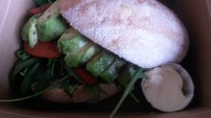 Avocado, bacon, rocket and spicy tomato chutney sandwich at Hive Coffee Company in Jarrow
