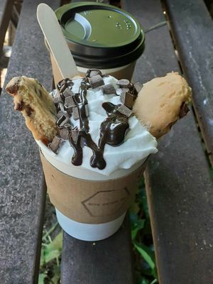 Cookie dough soya latte at Hive Coffee Company in Jarrow