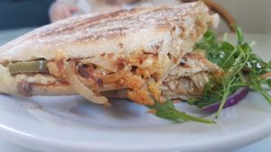 Roasted sriracha coated cauliflower, cheese and jalapeno melt at Hive Coffee Company in Jarrow