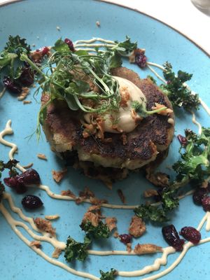 Bubble and squeak fritters  at Hive Coffee Company in Jarrow