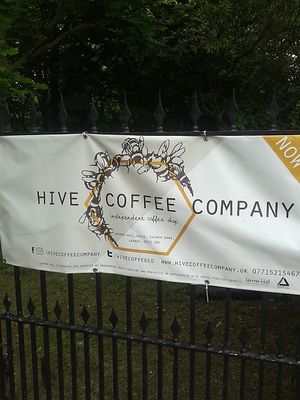 Front gate to Hive Coffee Company at Hive Coffee Company in Jarrow