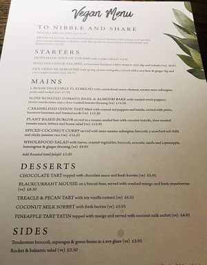 Menu at The Sheep Heid Inn in Edinburgh