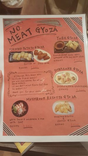 Menu at Chao Chao in Nottingham