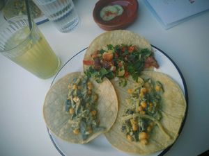 Vegan Tacos with mushroom and chili at Taco Santo in Ghent