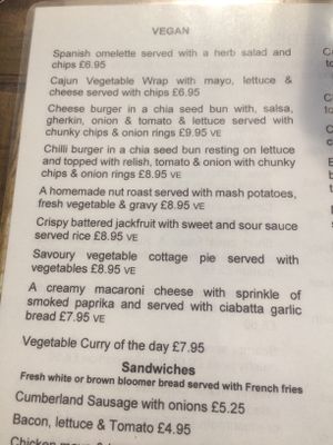 Menu at Baydale Beck Inn in Darlington