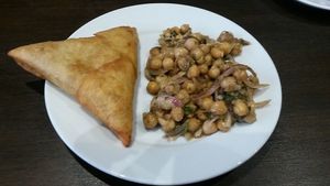 Chickpea salad and samosa at The Tasty Vegan Food Company in Sunderland