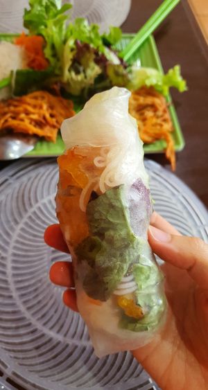 Rolled (roll yourself)... a fun and messy experience... if youre clumsy like me :) at Hanh Phuc - Vegetarian Restaurant in Surry Hills