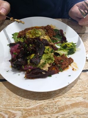 Sunday brunch avo and aubergine 'bacon' with all the trimmings at Leafy Greens & Co in Warrenpoint