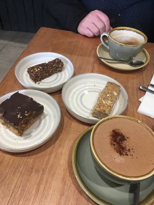 Cakes and hot drinks at Leafy Greens & Co in Warrenpoint