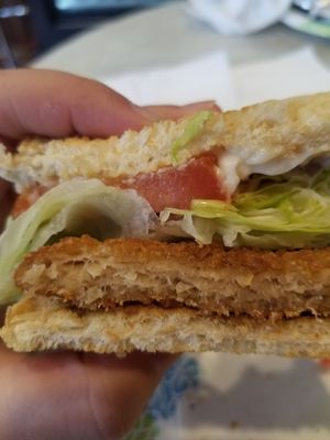 Chick'n patty sandwich at JT's Creamery and Cafe in Liverpool