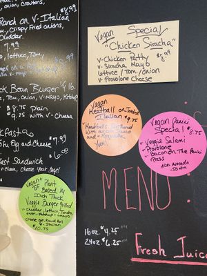 Random vegan specials at JT's Creamery and Cafe in Liverpool
