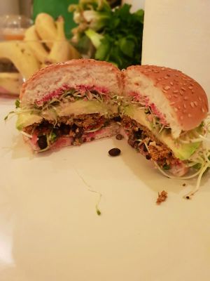 Ultimate Veggie Burger On Roll at The Sunshine Food Co in Cape Town