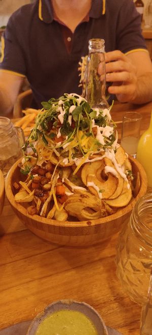 Curly Potato Bowl with truffle ⭐⭐ #Veganuary at KAIME in Medellin
