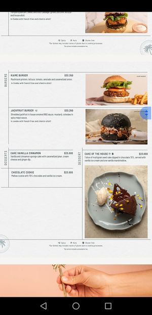 Menu at KAIME in Medellin