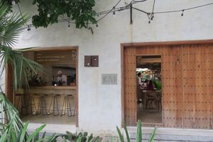 Outside of the restaurant at KAIME in Medellin