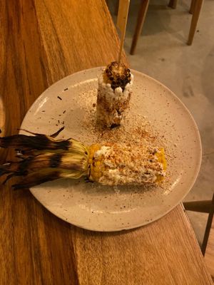 Roasted corn with crema. at KAIME in Medellin
