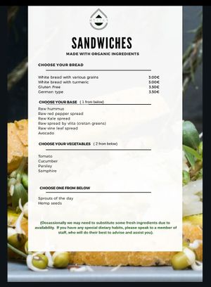 Current menu at NektaR in Crete