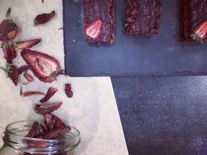 Our raw vegan strawberry dessert! Gluten and sugar free treat! at NektaR in Crete