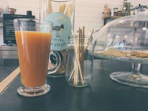 Cold pressed juice with local, fresh organic ingredients! Also in our zero waste environment no room for plastic straws! at NektaR in Crete