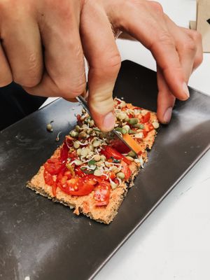 Sproted lentil-pure with topings.  at NektaR in Crete