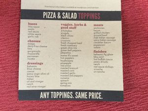 Menu at Mod Pizza in California