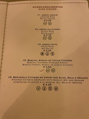 Menu   at Boa-Bao in Lisbon