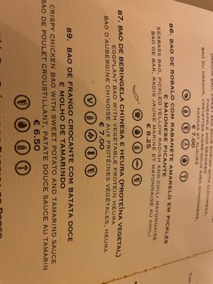 Menu   at Boa-Bao in Lisbon