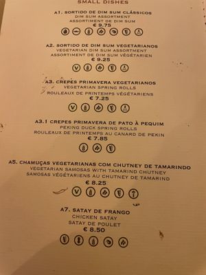 Menu   at Boa-Bao in Lisbon