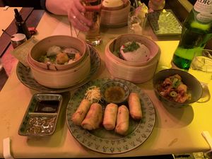 Vegan dim sum, bao bun, kimchi and spring rolls    at Boa-Bao in Lisbon