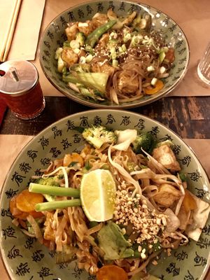 Vegan Pad thai & Japchae noodles.  at Boa-Bao in Lisbon