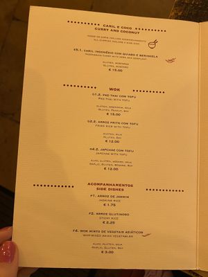 Menu Vegano at Boa-Bao in Lisbon