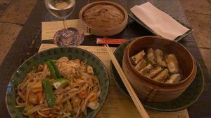 Tofu Pad Thai and Eggplant side dish at Boa-Bao in Lisbon