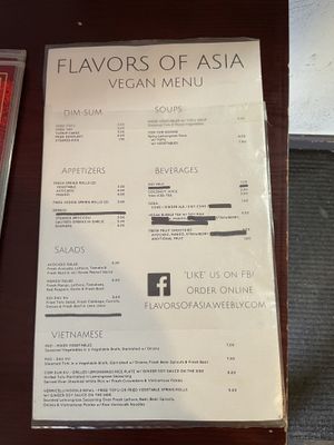 2021 menu 1 at Flavors of Asia in Rochester