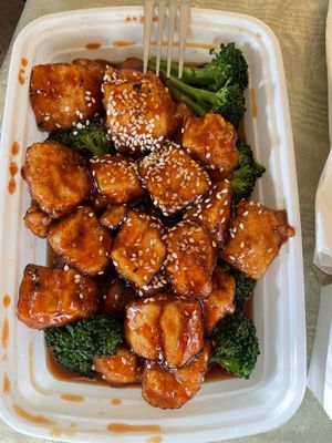 Sesame tofu dish from vegan menu at Flavors of Asia in Rochester