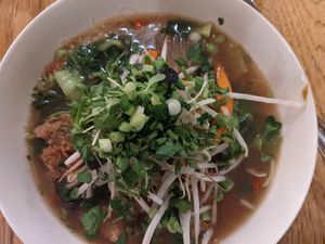 Goji berry noodle soup at Green Elephant Vegetarian Bistro in Portland