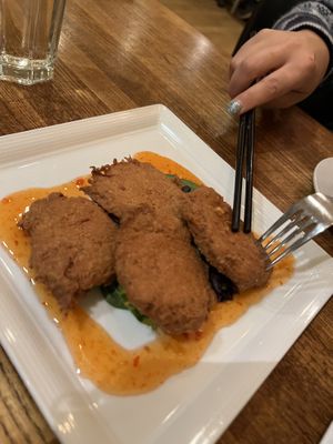 Chick’n wings with chili sauce   at Green Elephant Vegetarian Bistro in Portland