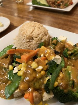 Steamed veggies with peanut sauce   at Green Elephant Vegetarian Bistro in Portland