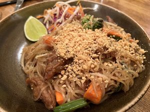 Vegan pad Thai with spare ribz  at Green Elephant Vegetarian Bistro in Portland