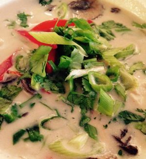Fragrant coconut soup- vegan at Green Elephant Vegetarian Bistro in Portland