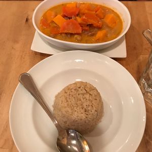 peanut curry with rice  at Green Elephant Vegetarian Bistro in Portland