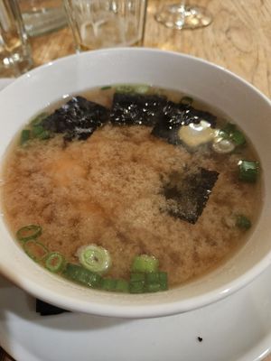 Miso soup at Green Elephant Vegetarian Bistro in Portland