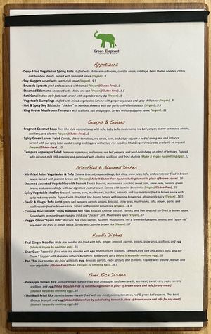 Menu  at Green Elephant Vegetarian Bistro in Portland
