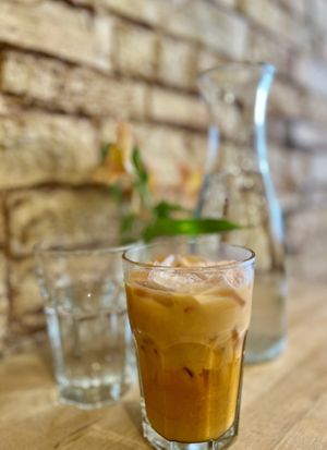 Thai iced tea  at Green Elephant Vegetarian Bistro in Portland