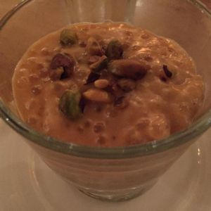 pumpkin tapioca pudding w/ pistachio nuts at Green Elephant Vegetarian Bistro in Portland
