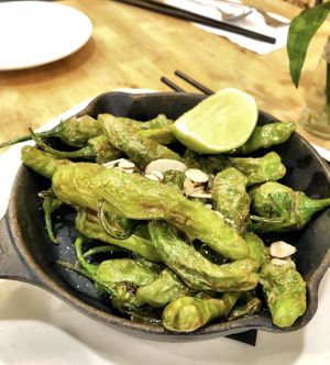 Fried Shishito peppers (a special!) at Green Elephant Vegetarian Bistro in Portland