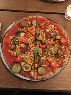 Veganzza with Cashew Cheeze at Stripped Pizza - Claraplatz in Basel